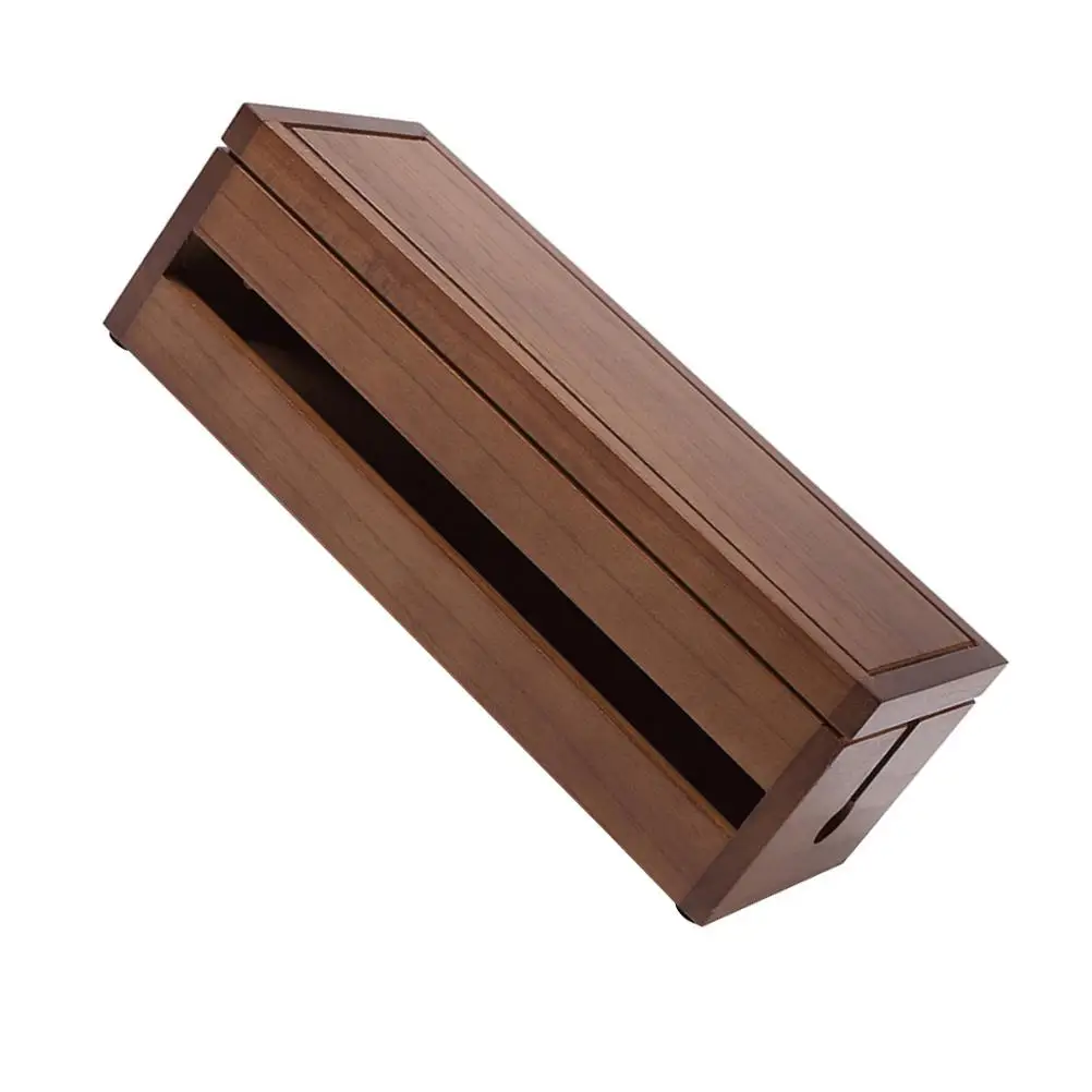 

Solid Wood Cable Manager Large Size Coffee Color Wiring Box for Power Strips Cords Adapters Splitters Patch Board Box Socket