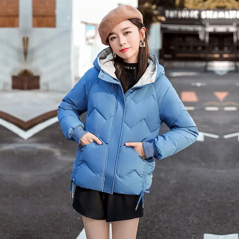 Women\'s Parkas 2024 New autumn Winter Down Cotton Jacket Loose Female Warm short padded clothes Windproof Hooded Outerwear R020