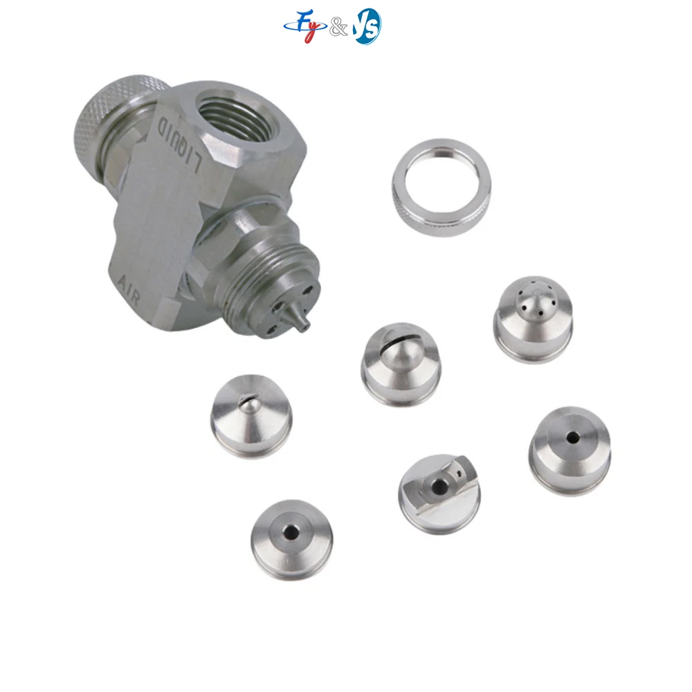 Double-head Air Atomizing Nozzle Siphon Pneumatic Fine Mist Nozzle Water Air Two Fluid Mixing Cone Spray Nozzle