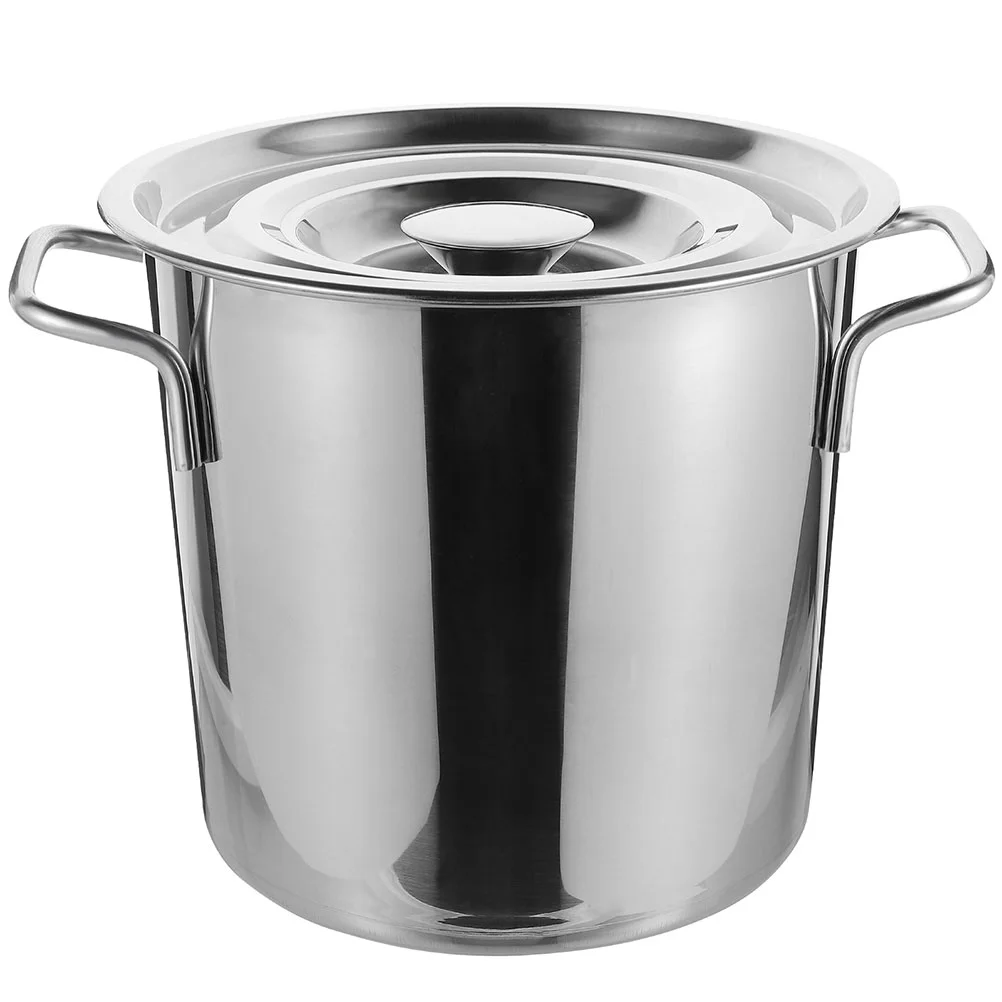 

Soup Pot Bucket Cooking Supplies Kitchen Stainless Steel Barrel Food Container Silver Metal Oil