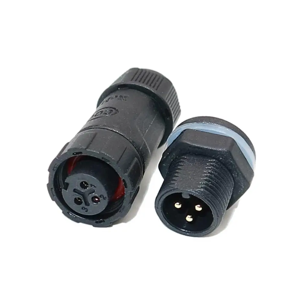 M12 3-core board front mounted waterproof connector male and female butt welding wire type nylon shell panel installation joint 