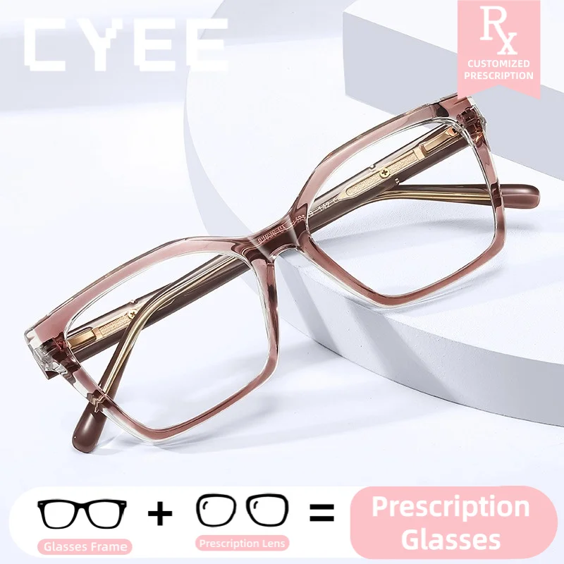 CYEE Fashion Progressive Anti Blue Light Glasses Women Customization Prescription Optical Eyewear Photochromic Myopia Eyeglasses
