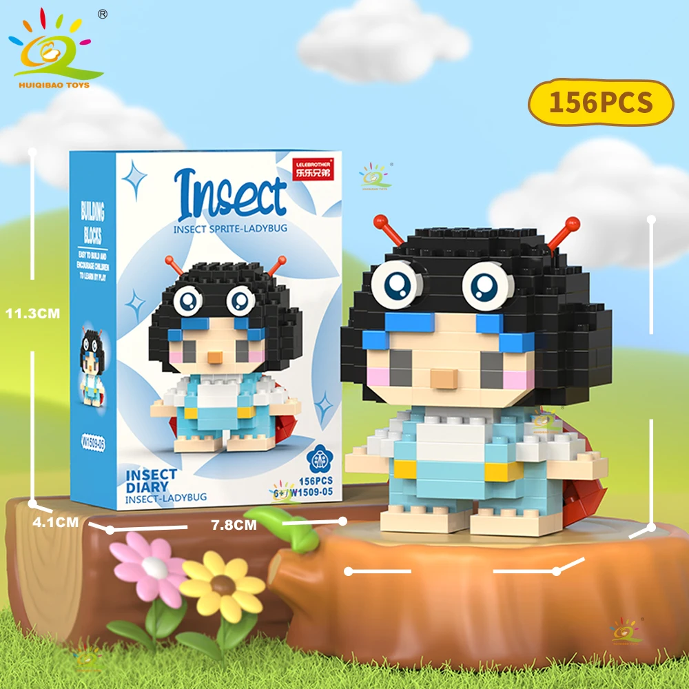 HUIQIBAO Mini Leuke Insect Micro Bouwstenen 3D Diamant Model BEE Slak Baksteen DIY Stad Bouw Speelgoed voor Kinderen Kid Gift - afbeelding 1