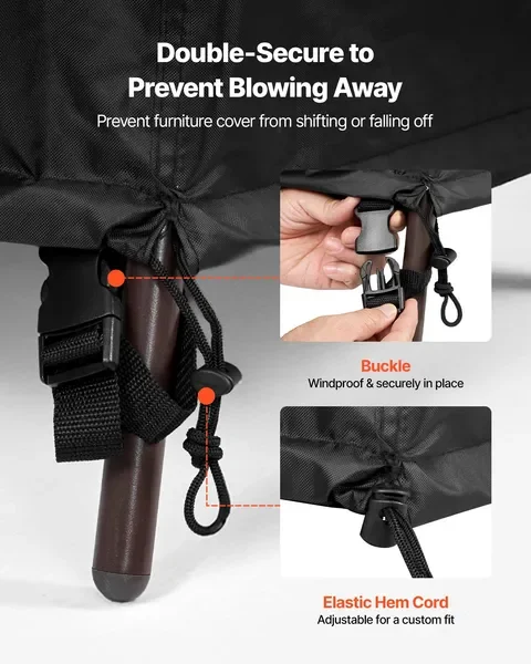 غطاء أثاث خارجي للفناء 420D كراسي طاولة مقاومة للماء مقاس 98 × 78 بوصة