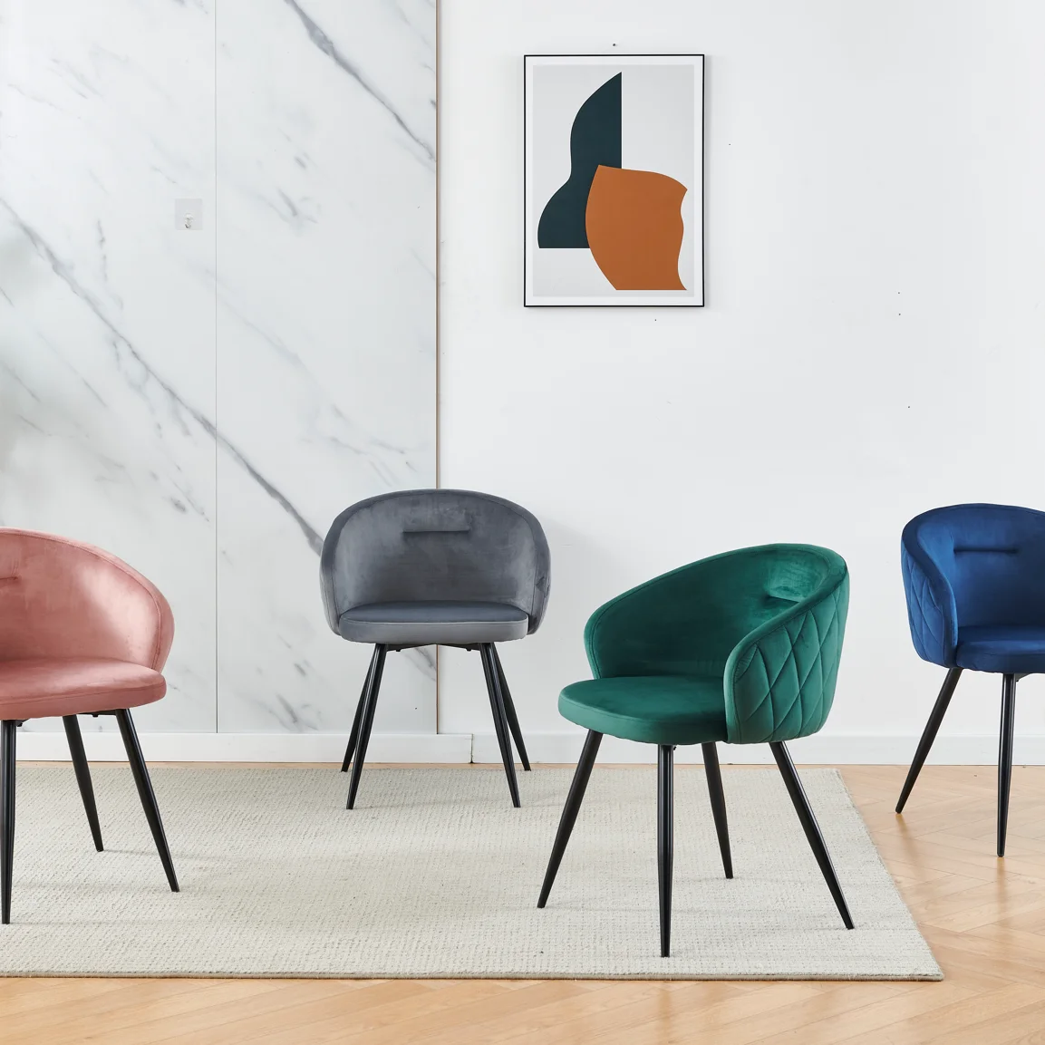 

Design room furniture nordic velvet modern luxury dining chairs