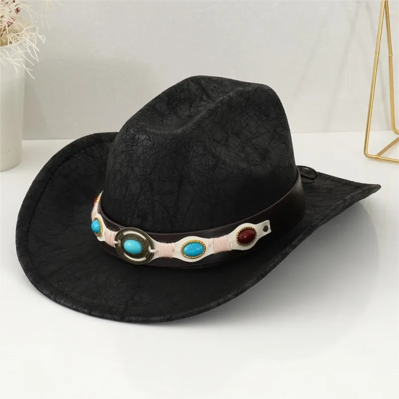 Women's hat wide-brimmed rivet belt outdoor