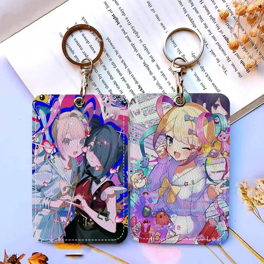 

Игра Needy Girl Overdose Прямоугольный чехол для удостоверения личности Брелок для ключей Сумка для ключей Кольцо для ключей Кожаный держатель для карт Брелок для ключей Доступ