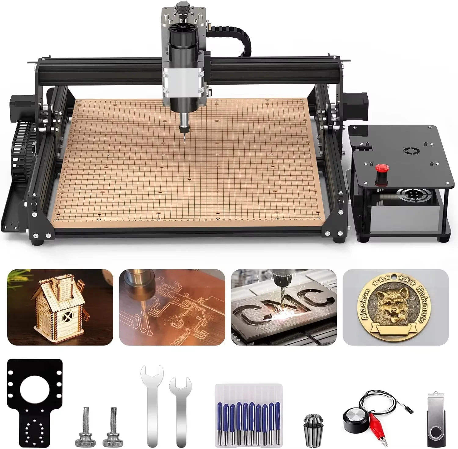 500W CNC Milling Machine Laser Engraving Machine wood Tools 3 Axis Work Area 430*390mm Metal Router for Wood Acylic