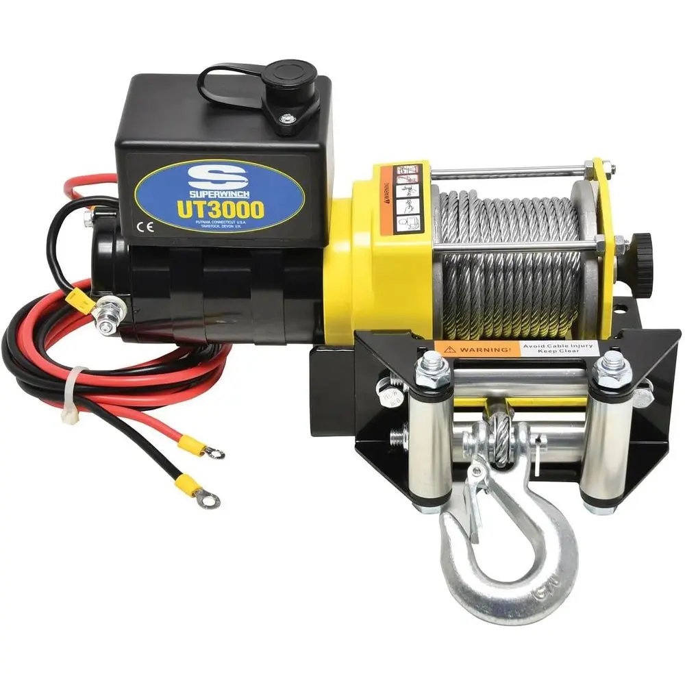 

12V 3000lb Winch with Mount Plate, Roller Air Lead, and 12ft Remote Control