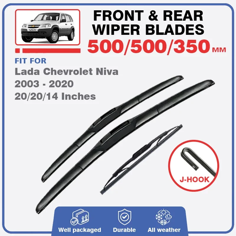 For Lada Chevrolet Niva 2003 - 2020 Car Front Rear Wiper Blades 4x4 Window Wash Windscreen Windshield Fit U Hook Arms 20