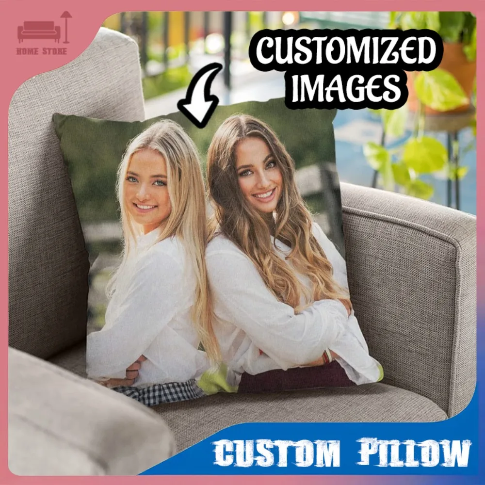 

Custom Photo Throw Pillow Personalized Cushion Wedding Valentine's Day Gift Couple Family Baby Pet Memory Pillow Home Decoration
