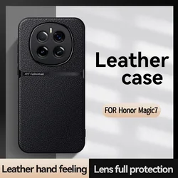 For Honor Magic 7 Pro Case Magnetic PU Leather TPU Edge Frame Ultra-thin Camera Protection Shockproof Phone Cover Fundas