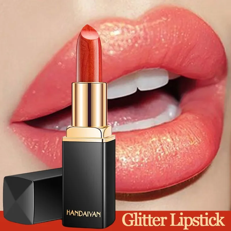 Handaiyan lápiz labial resistente al agua, brillo desnudo, maquillaje de larga duración, terciopelo rojo, brillo Sexy, lápiz labial brillante, Cosméticos de maquillaje