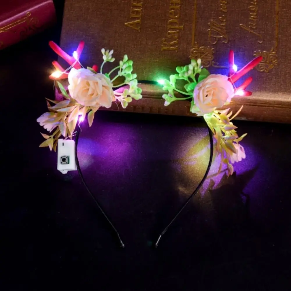 Festival Decoration Korean Style Hair Accessories Photo Props Women Hair Wear Fairy Deer Ear Elk Ears Headband Glowing Headband