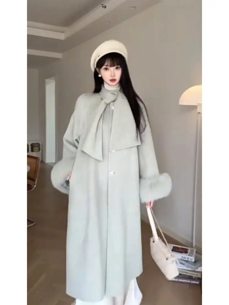 Cappotti in misto lana Cappotto di lana da donna Arancione Inverno Ciniglia Velluto con fantasia Manica a lanterna Stile chic Gite Comodo casual