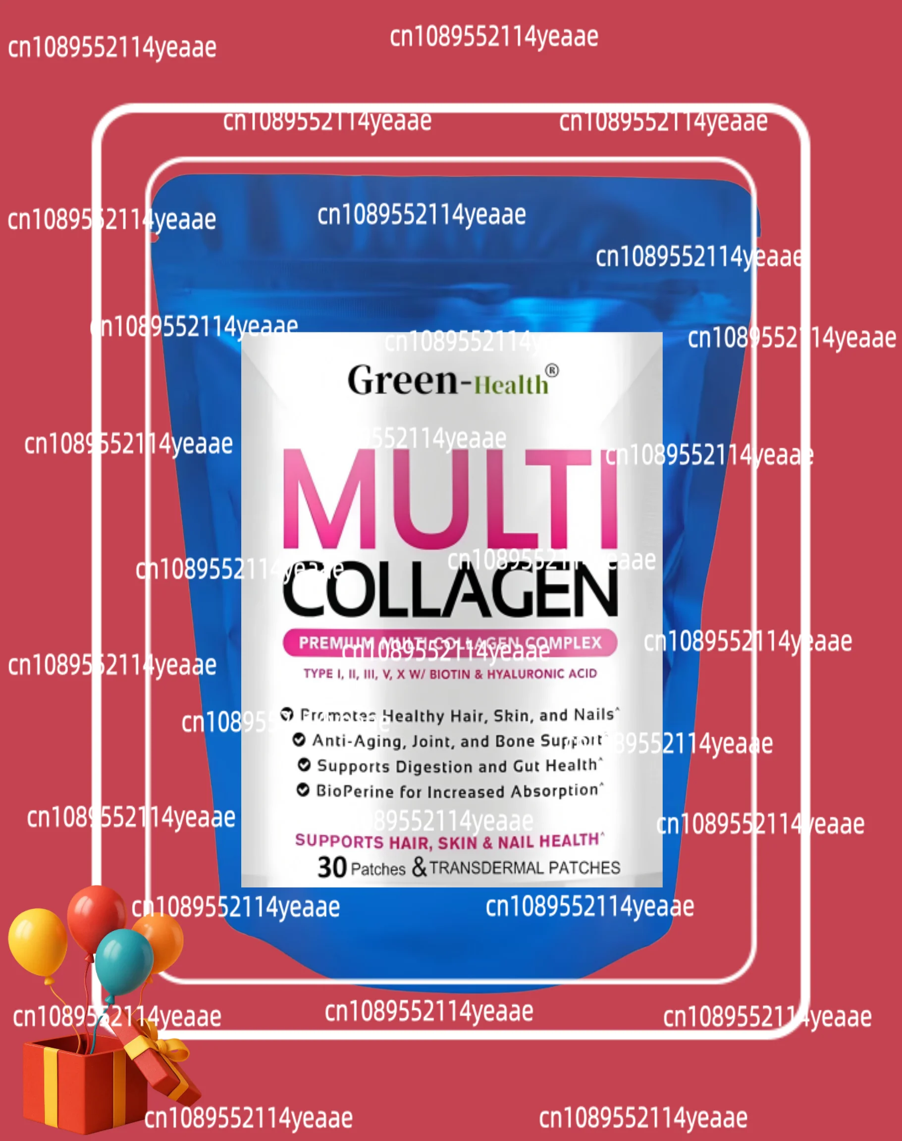 30 Patches Multi Collagen Plus Transdermal Patches With Biotin, Vitamin C For Women & Men Hair Growth Support Skin