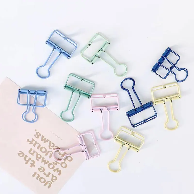 6pcs/Lot High Quality Colors Metal  Paper Clip Binder Clips Page Holder Office Study Binder Office School Desk Organizer