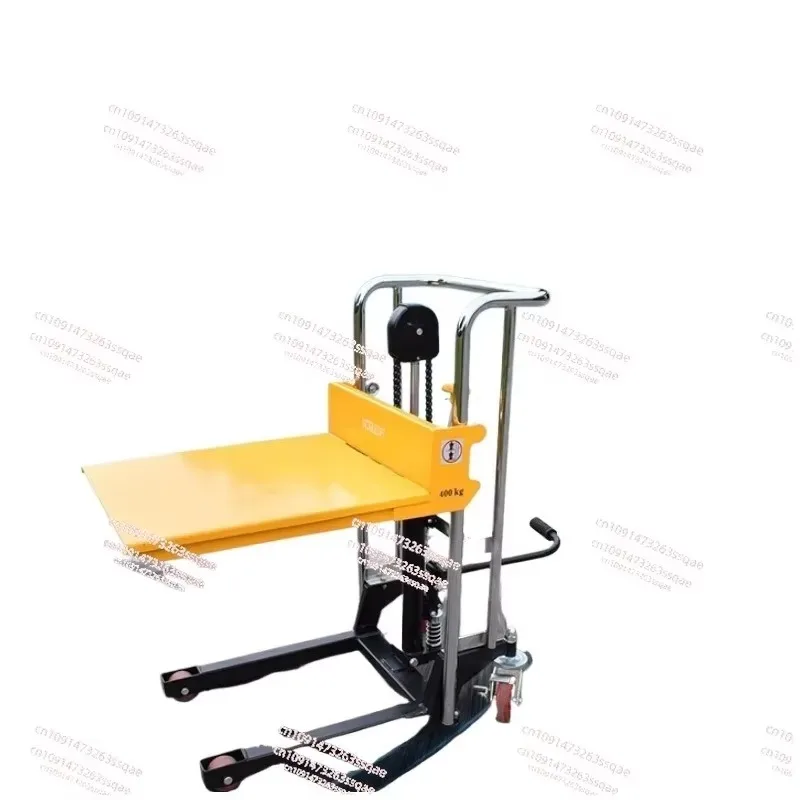 PS0485 Manual Hydraulic Stacker Lift Auxiliary Cart Hand Push Forklift Light Luggage Truck Multifunction Platform Moving Tools