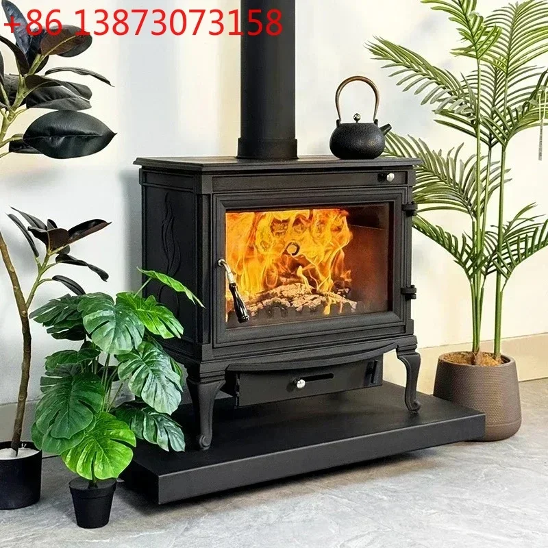 Winter heating firewood burning real fire firewood heating decorative cast iron villa household stove heater