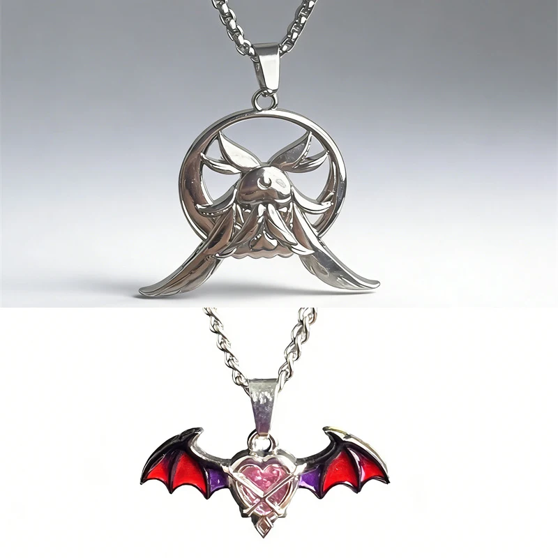 Genshin Impact Columbina Cosplay Necklace Durin Dragon Wings Chain Kawii Heart Sweater Necklace Hip Hop DIY Party Props Gifts