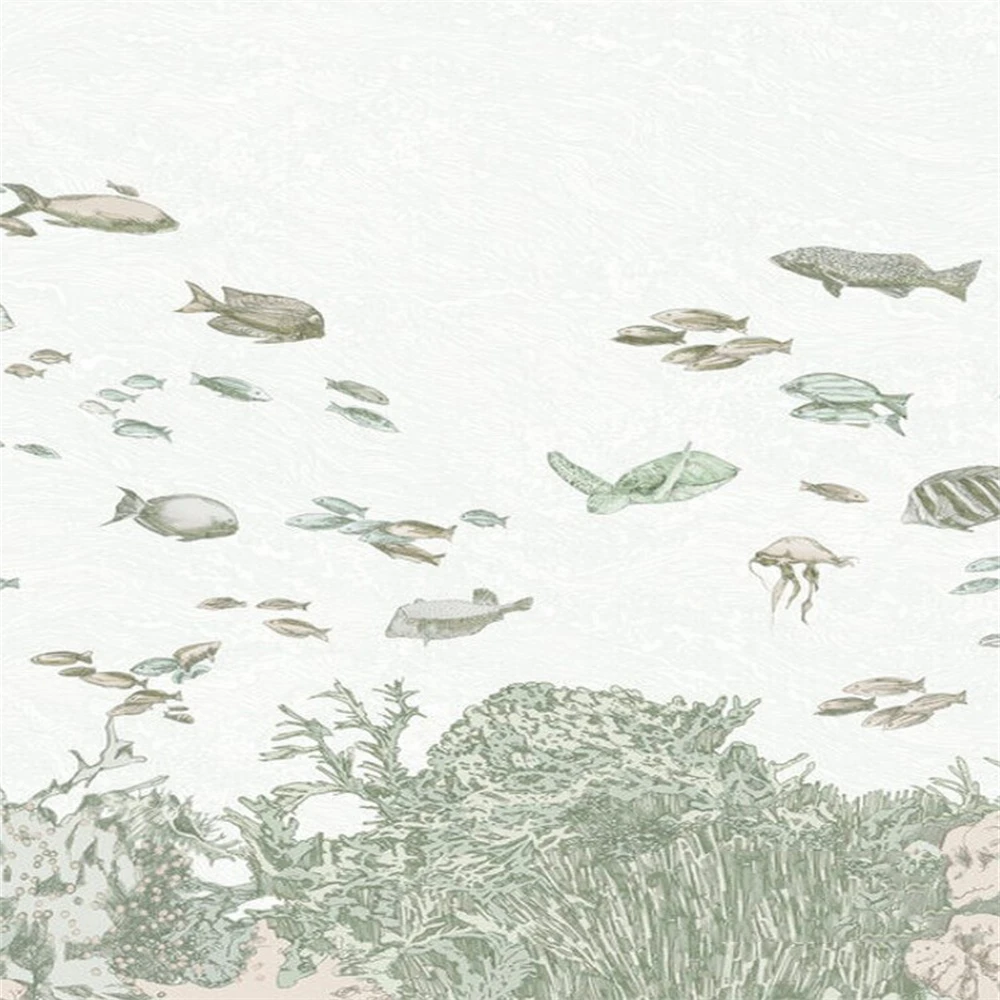 Custom papel de parede photo Retro Fish wallpaper stereoscopic underwater world of marine fish living children's  TV  3d mural