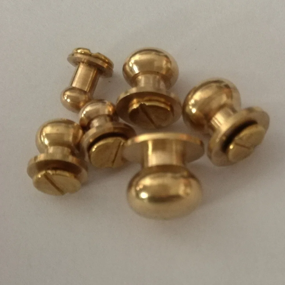 

10pcs 5/6/7/8/9/10mm Solid Brass Belt Bag Screw Rivet Knob Round Button Chicago Screw In Button Studs Leather Craft Accessories