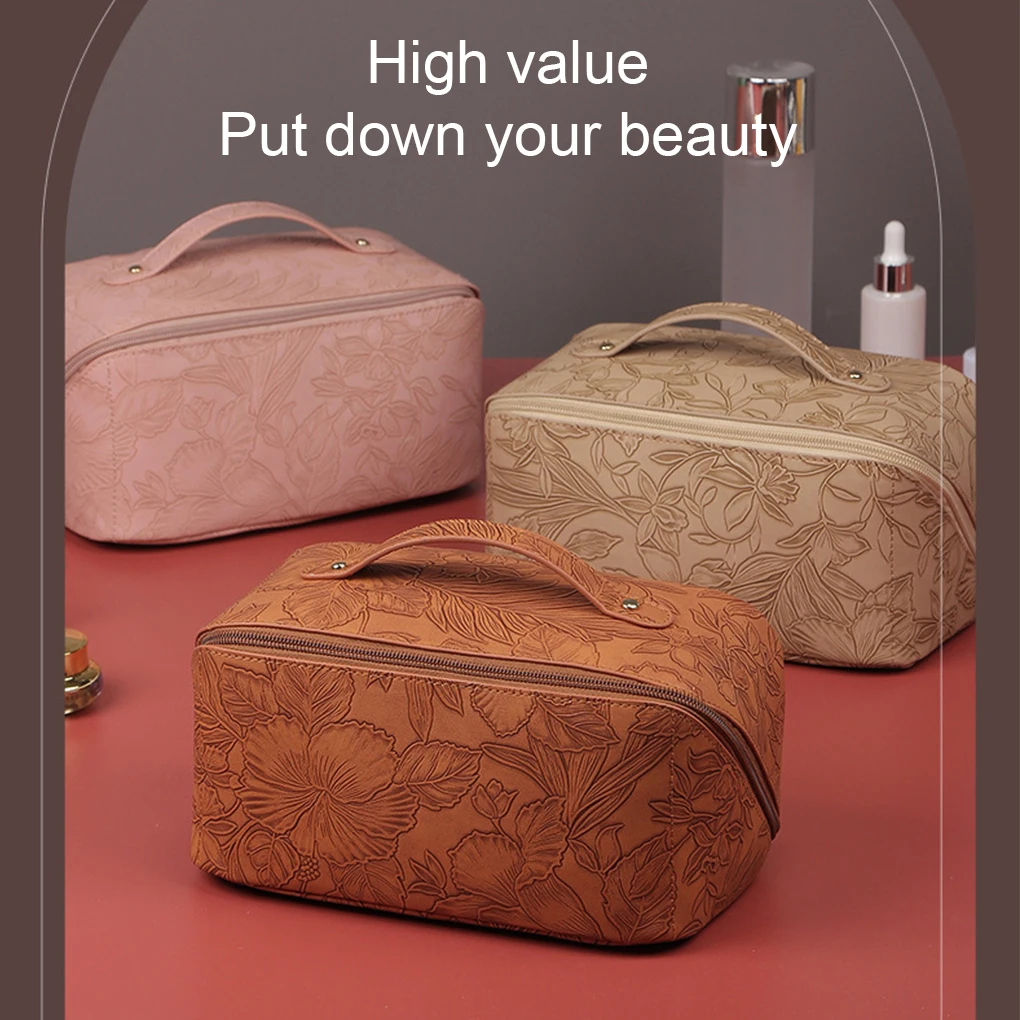 Exquisite Embossed Pattern Wash Bag For Convenient And Organized Storage Large Opening And Smooth