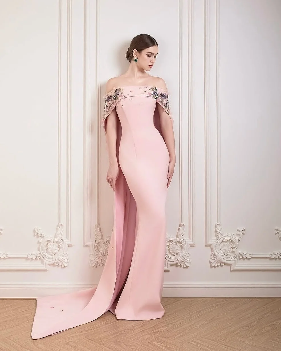 Dubajskie Skromne Eleganckie Romantyczne Sukienki na Zamówienie na Formalne Okazje Różowe Bez Ramiączek Sukienki na Bal Wieczorowe Suknie na Przyjęcia فستان مناسبا