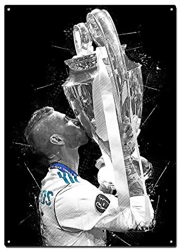 Sergio Ramos Metall Zinn Zeichen, Fußball Abstrakte Kunst Poster, dekorative Zeichen Wand Art Home Decor - 8X12 Zoll (20X30 cm)