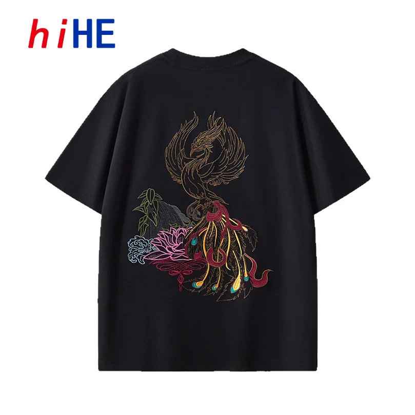 

Plus Size Men T Shirt Men 100% Combed Cotton Embroidery Loose Fit O Neck Short Sleeve Summer Tops