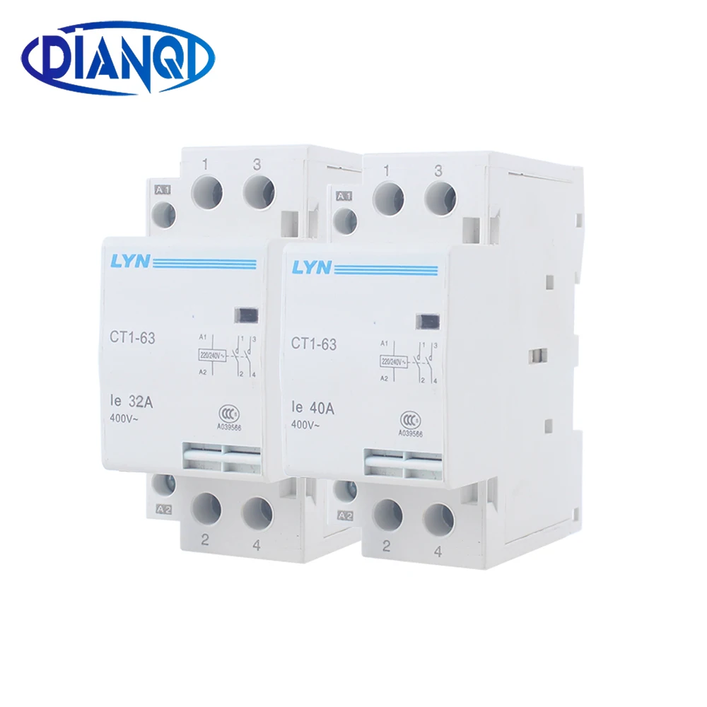 AC Contactor auxiliar de partida 40A 32A CT1 CT1-63 63A 2P 220V 230V  50or60HZ Din rail Household Starter