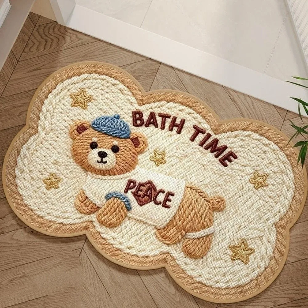 

Door Mat Anti Slip Cartoon Floor Mat Animal Pattern Absorbent Absorbent Rug Soft Imitation Weaving Bathroom Door Pad Bedroom