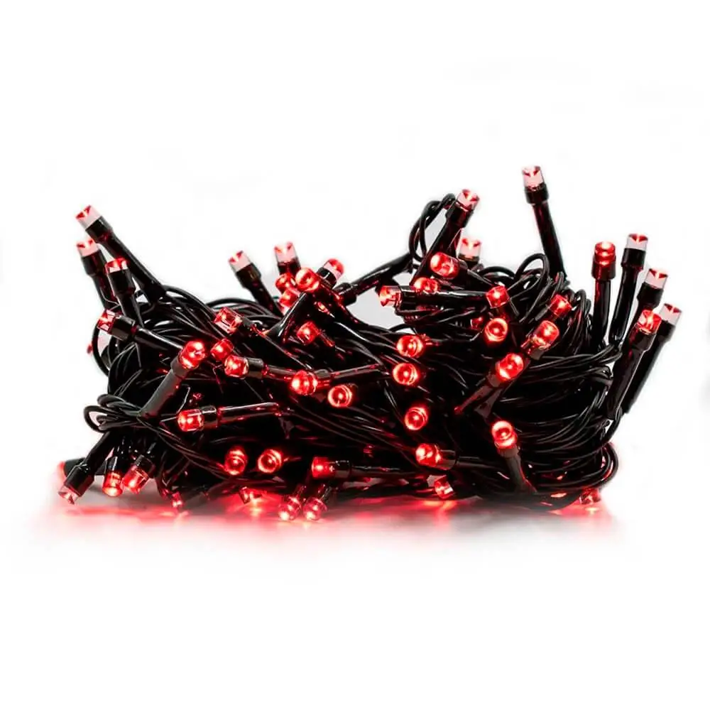 Red Led Christmas Flashes 100 Light Bulbs 220V-Casambiente Natal267