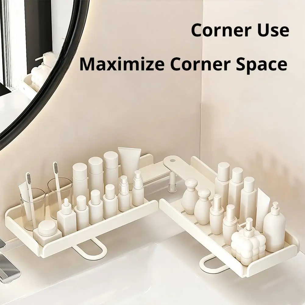Faltbares Eckregal für Badezimmer, Wasserableitung, einfaches Regal für Armaturen, universeller Organizer ohne Bohren, Waschtisch-Aufbewahrung – Detail 8