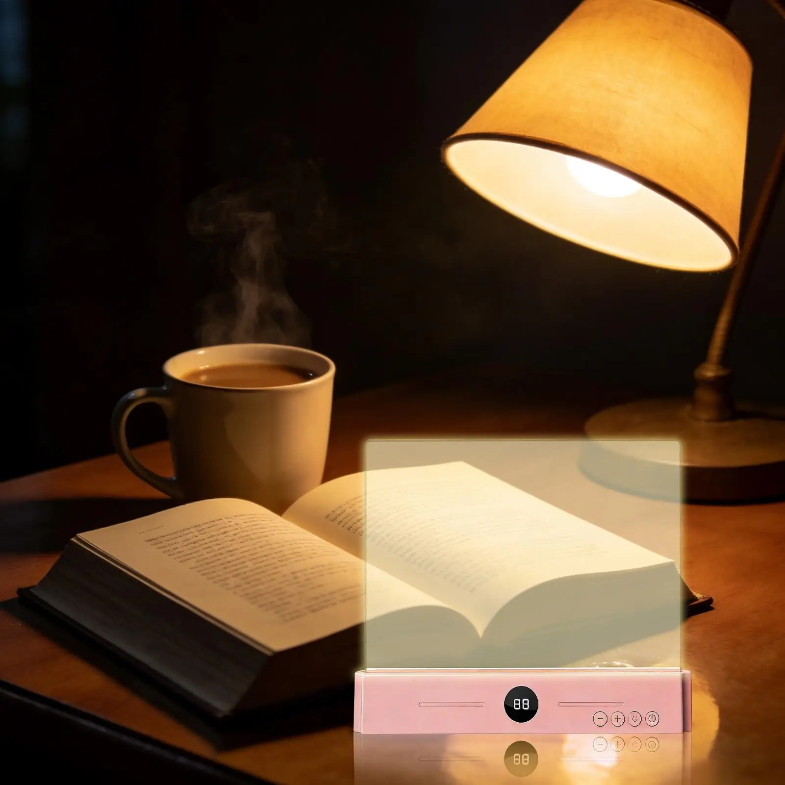 Flat Reading Light with Timer Portable Transparent Bed Reading LED Book Light Panel for Bedtime Night Library Bedroom Home