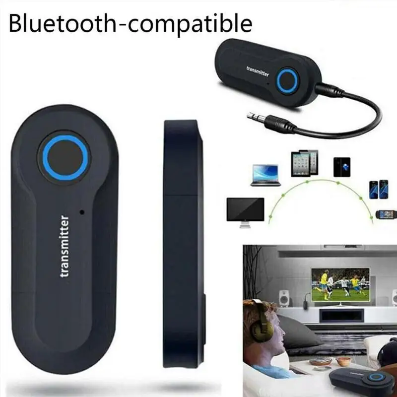 Bluetooth 5.1 Transmitter 3.5mm AUX Jack Audio Adapter Wireless Stereo Low Latency Dongle PC TV Car Headphones Speaker Switch