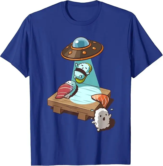 Sushi UFO Alien Abduction T-Shirt Y2k Japanischer Feinschmecker Ästhetische Kleidung Humor Einzigartiges Neuheitsgeschenk Niedliche Cartoon-T-Shirts – Detail 13
