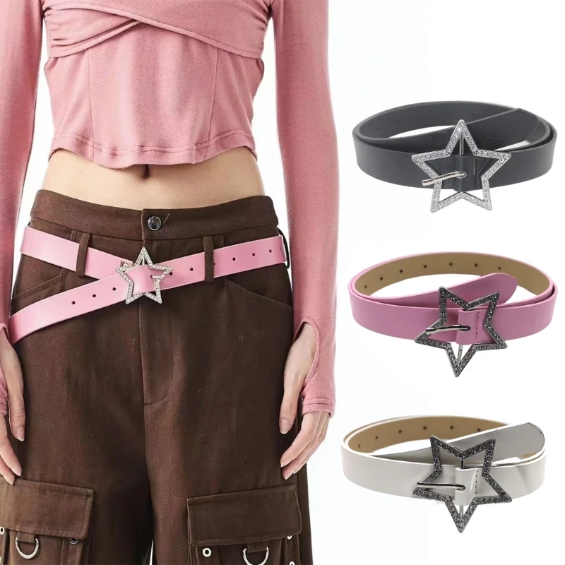 

Y2K-style Hot Girl Waistband Western Cowboy Style Star-Buckle Versatile for Jeans Pants Dress Cowgirl Country Girls Waistband