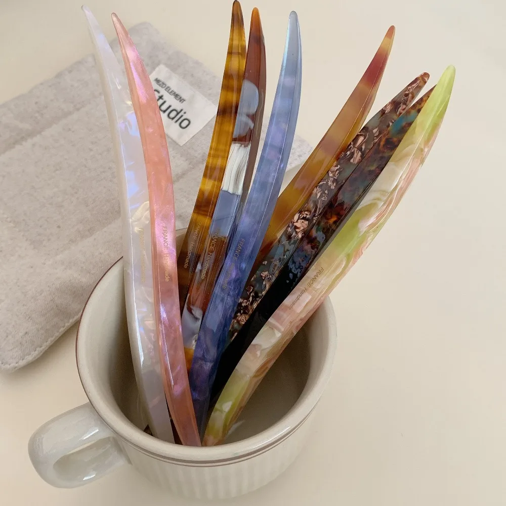 

Chinese Style Acetic Acid Hair Stick 18CM Multicolor Willow Leaves Shape Hairpin French Style Elegant Hair Fork Hanfu Headwear