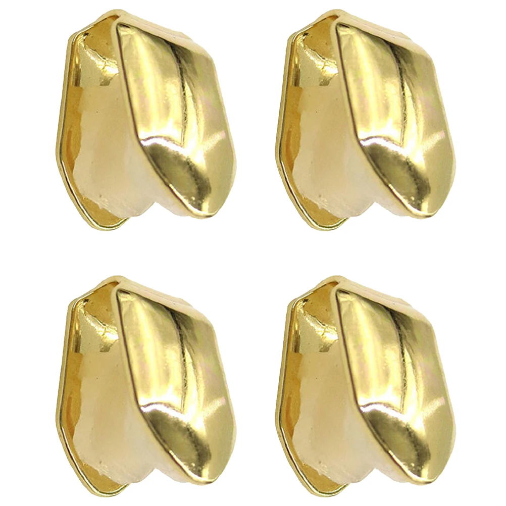

4pcs Golden Brace Hip Hop Teeth Grill Caps Single Teeth Brace For Rapper Jewelry Party Halloween Costume Daily Wear