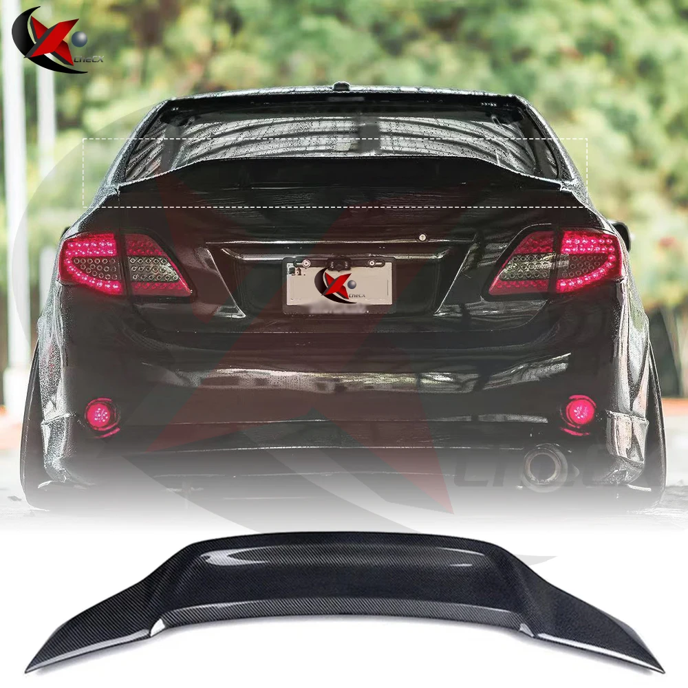 For Toyota Corolla 2009-2013 ABS Material Trunk Spoiler R-Type Glossy Black Rear Spoiler Carbon Fiber Look Automotive Parts