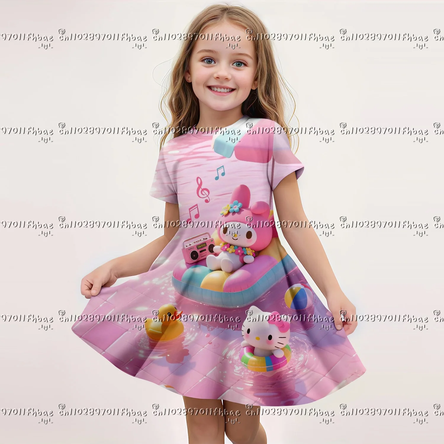 

MINISO Melody Hellokitty, новые летние популярные детские платья, сарафан, платье для девочек, корейская детская одежда, одежда для девочек 2025 г.