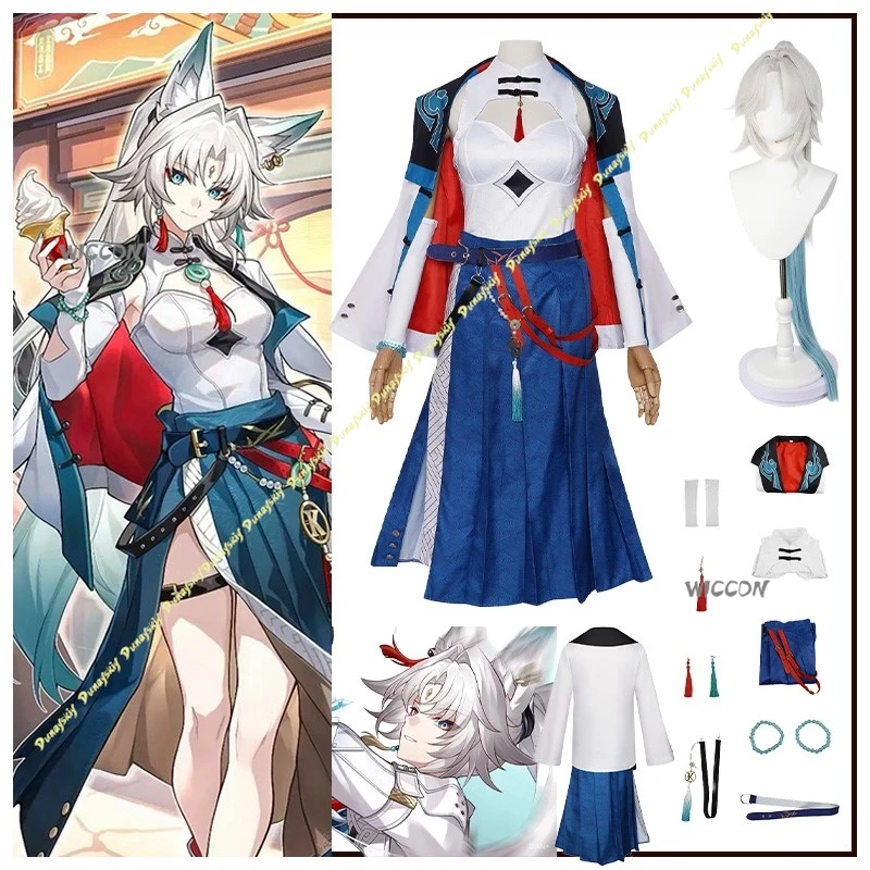 

Honkai：Star Rail Feixiao Cosplay Costumes Game KF Girls Clothe Suit Wig Blue Dress Party Stage Skirt Daily Christmas Halloween