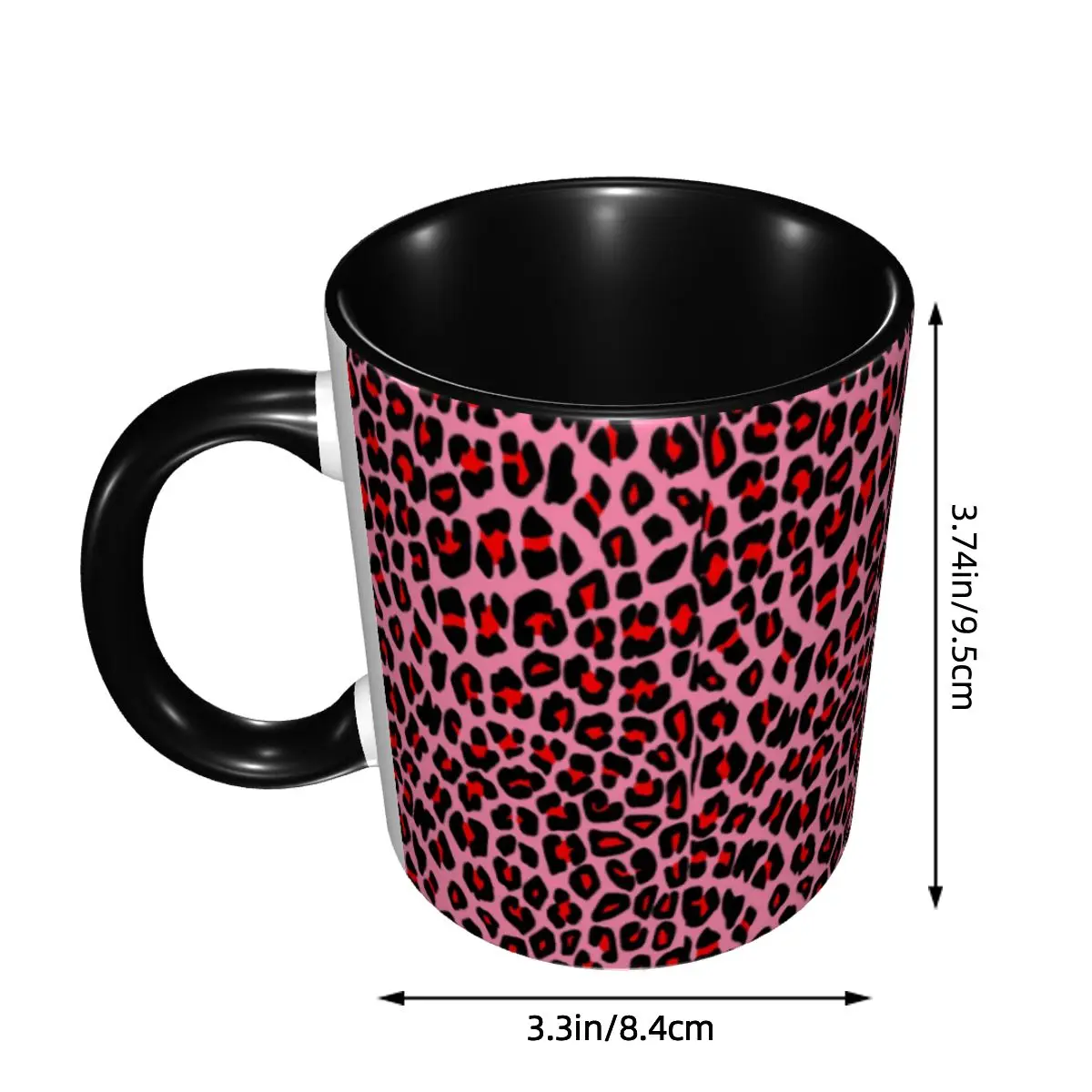 Red Leopard Print Spots On Pink Mug Funny Ceramic Coffee Cups Tea Mugs Milk Cup Drinkware Gifts for Woman Man