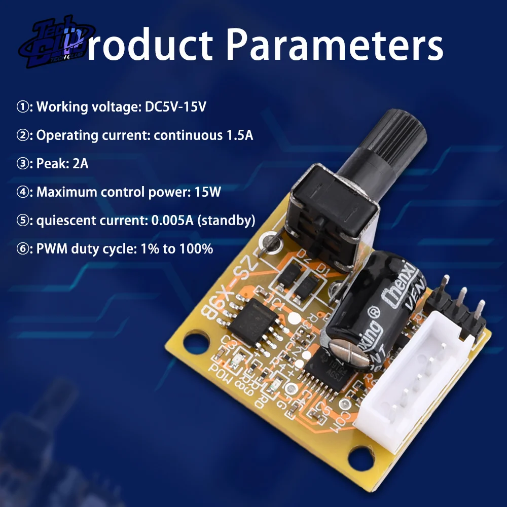 DC5V-12V 15W BLDC Motor Controller Speed Motor 3-Phase No Hall DC Brushless Motor Controller Regulator Governor Power Supply