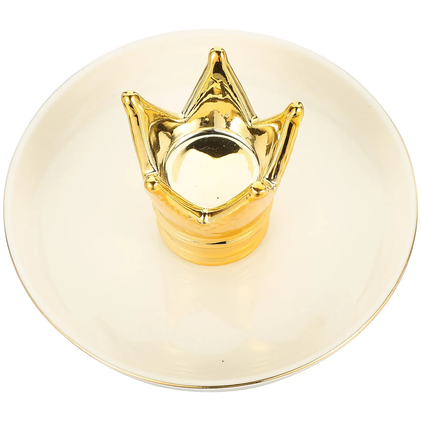 Ceramic Jewelry Plate Cartoon Crown Jewelry Storage Tray Organizer for Rings Necklaces Earrings Display Decorative Tray