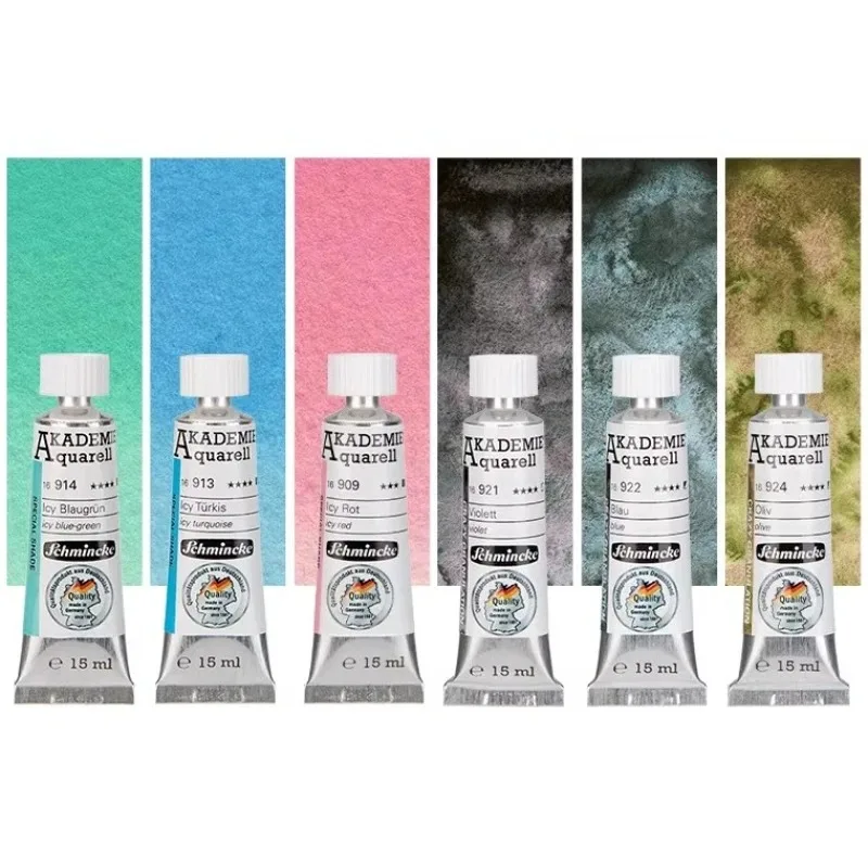 Germany Schmincke Akademie Academy Grade Watercolor 15ml Tube Sediment/Macaron Pastel Pigment for Art Student Painting Sketch
