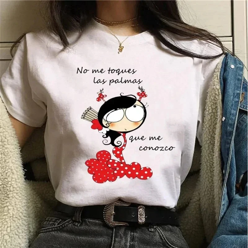 Elegant Minimal Line Art Winged Fairy Sitting On Rose Flower Women T-Shirt Short Sleeve Crew Neck Fantasy Boho Casual Streetwear