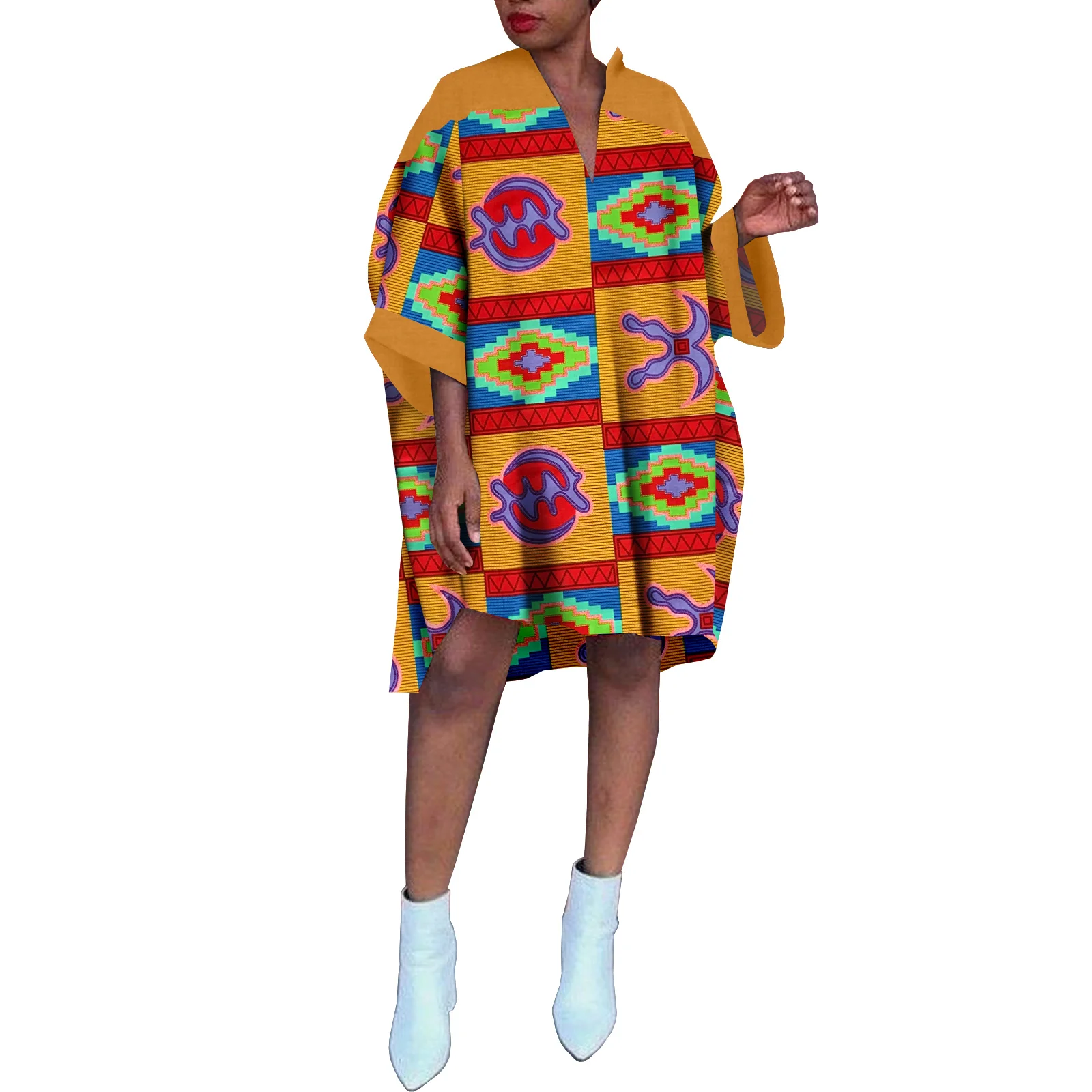 

Ankara Print Dress for African Women Bazin Riche Tribal Attire Button Down Shirt Dress Traditional Dashiki Africa Clothing