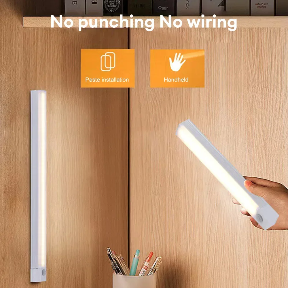 Lámpara LED con detección de movimiento, luz nocturna inalámbrica, recargable por USB, luces de pared, iluminación